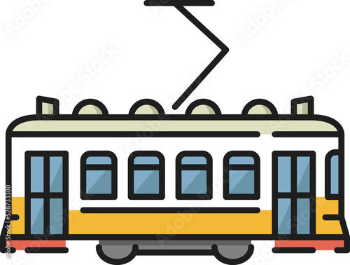Tram isolated Lisbon city trolley public transport
