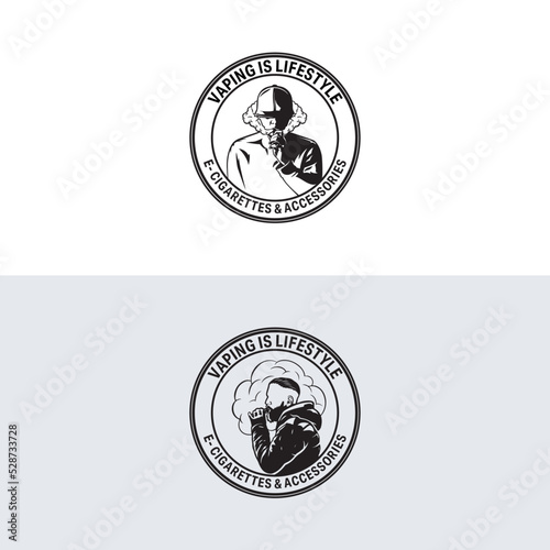 A man with electronic smoke logo design inspiration