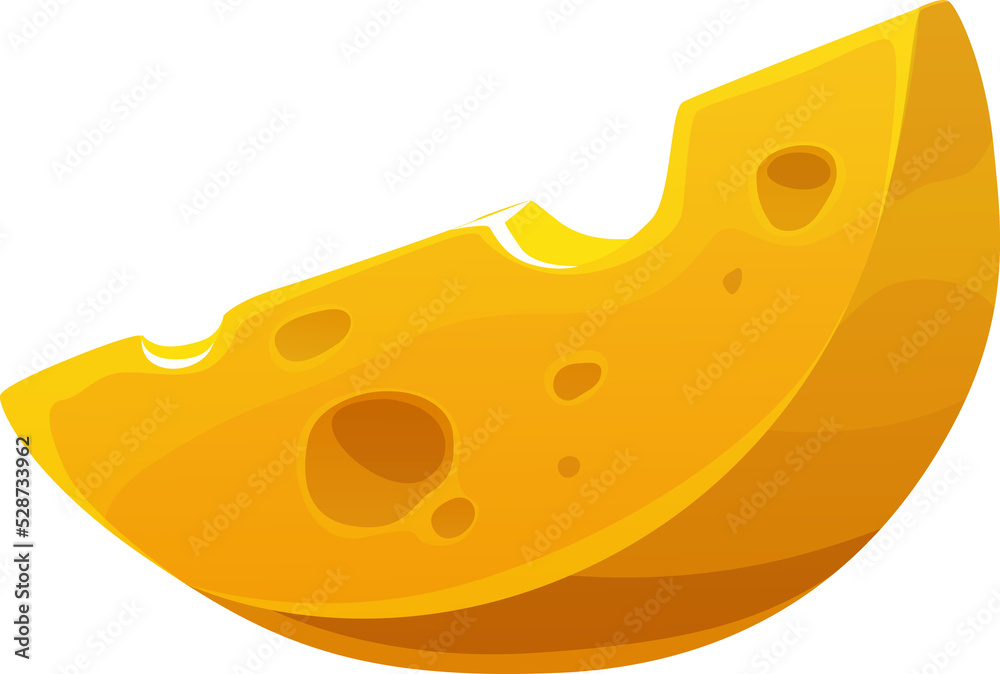 Piece of Swiss cheese, cut cartoon cheddar, edem Piece of Swiss cheese, cut cartoon cheddar, edem