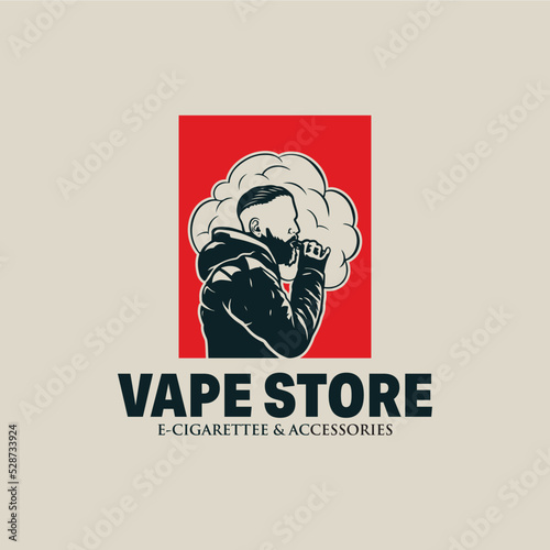 A man with electronic smoke logo design inspiration