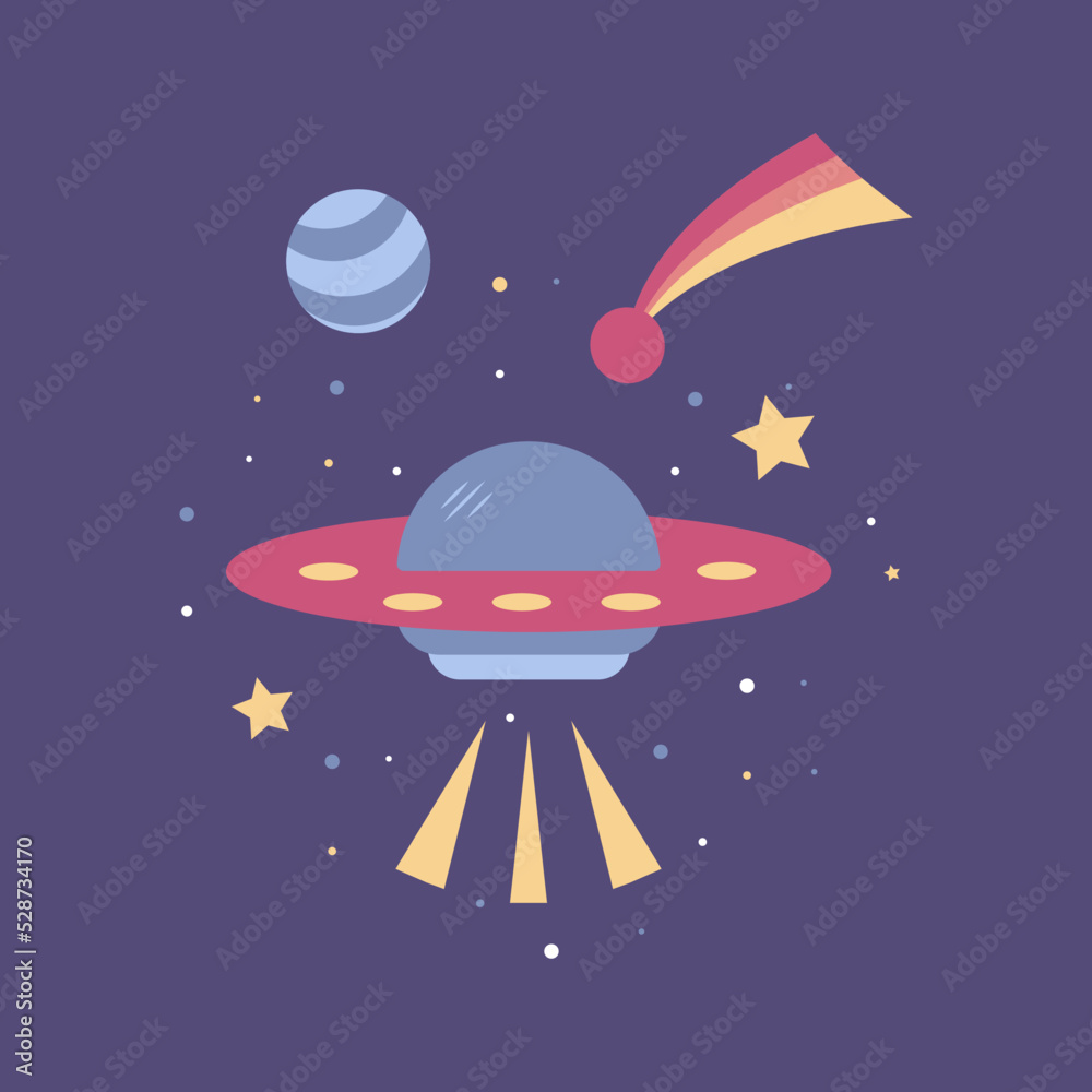 Flying saucer. Vector illustration of a UFO Flying saucer. Vector illustration of a UFO
