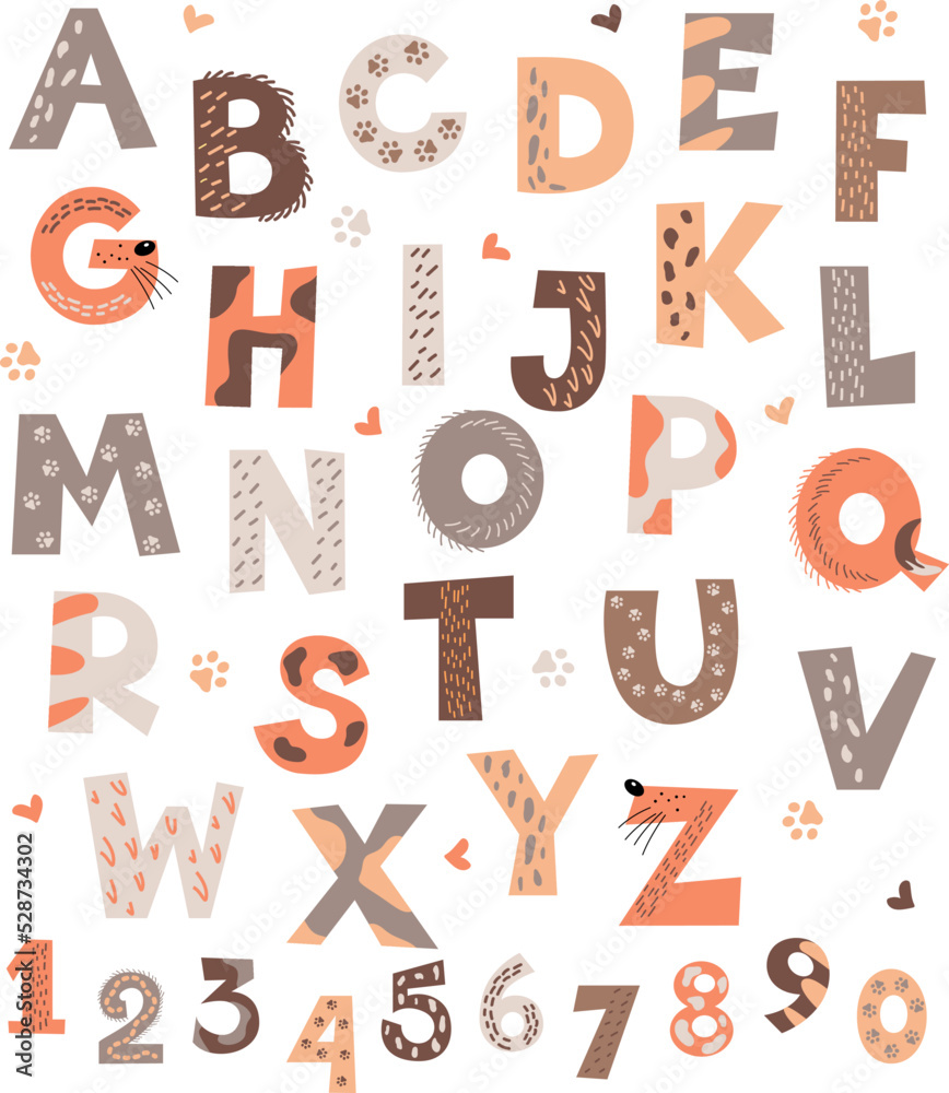 Vector cute alphabet and numbers on a white background in cartoon style.
Funny illustration for a poster, postcard, birthday, children's room, children's t-shirt. Vector cute alphabet and numbers on a white background in cartoon style.
Funny illustration for a poster, postcard, birthday, children's room, children's t-shirt.