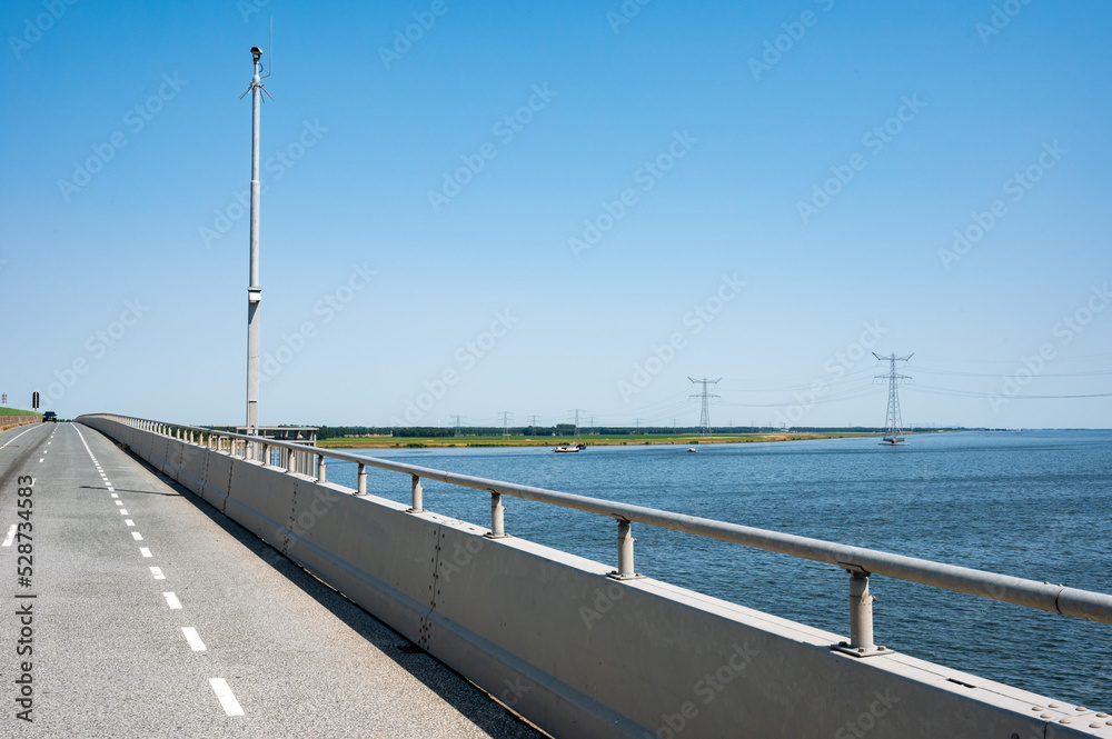 Nagele, Flevoland, The Netherlands -  View over the Ketel bridge with the A6 freeway