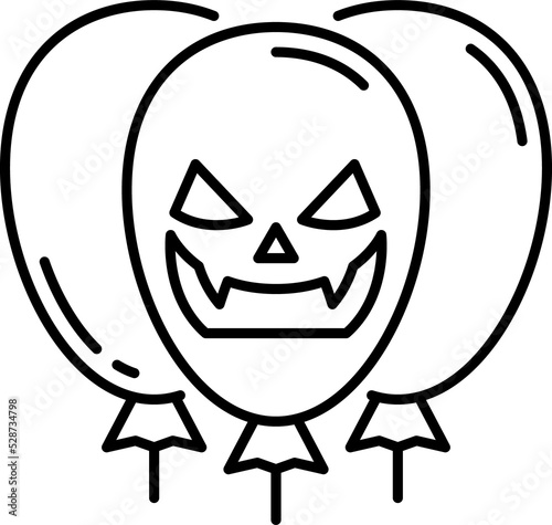 Scary face of ghost demon on Halloweens balloons