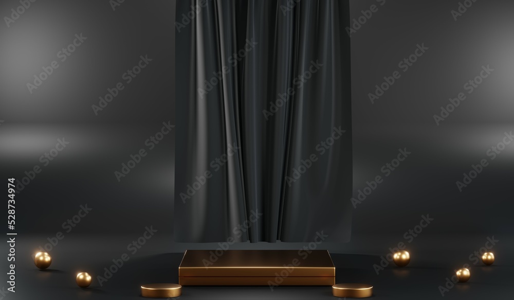 3D rendering of blank product background for cream cosmetics Modern black podium background 3D rendering of blank product background for cream cosmetics Modern black podium background