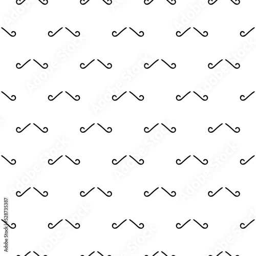 Seamless vector pattern of gentleman mustache, black curly vintage retro gentleman mustaches isolated on white background. Best used for hipster websites, desktop wallpaper, web design