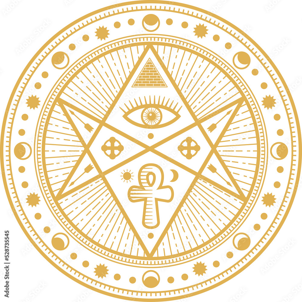 Round ethnic amulet magic astrology ancient symbol