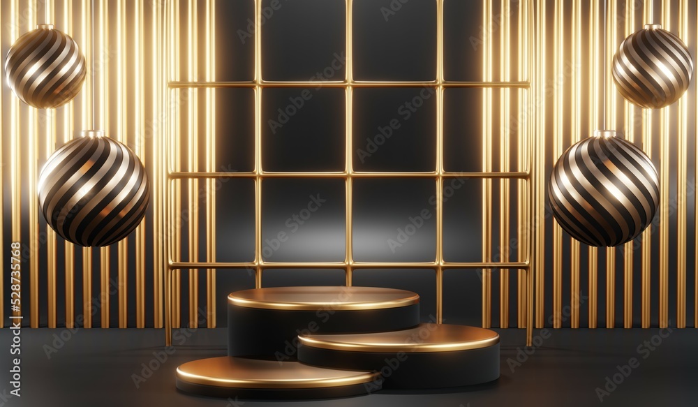 3D rendering of blank product background for cream cosmetics Modern black podium background 3D rendering of blank product background for cream cosmetics Modern black podium background