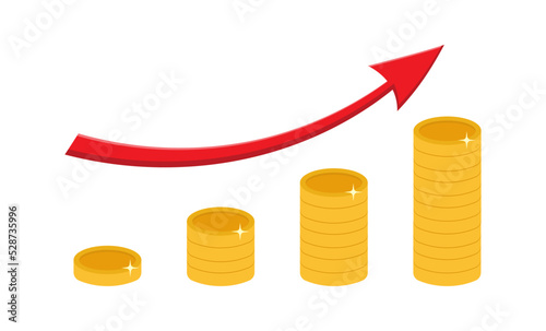 Growth GDP. Gross domestic product. Government budget. Increment in annual financial budget. Vector stock illustration.