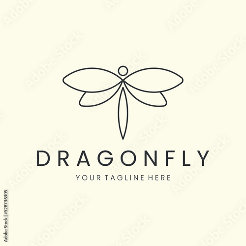vector dragonfly with linear style logo illustration design icon template