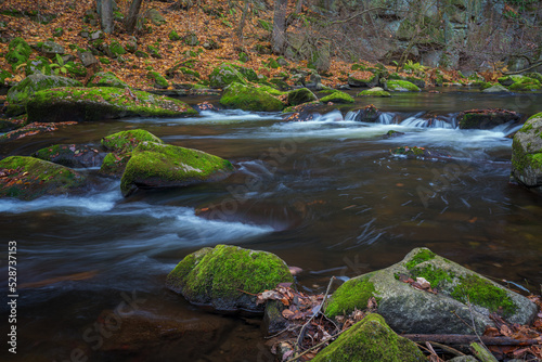 Bodetal in dem der Fluss Bode in einer Schlucht durch den herbstlichen Wald fliesst photo
