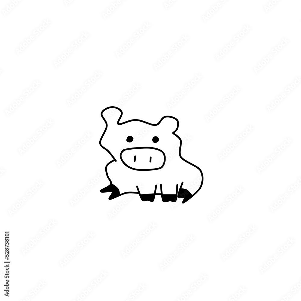 Vector isolated cute cartoon walking baby pig