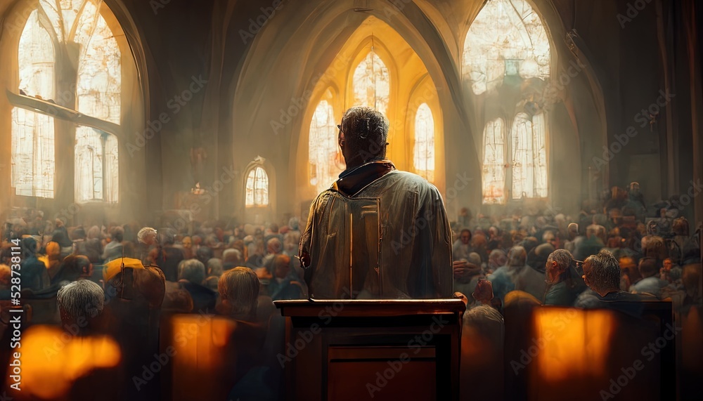illustration pastor in a church