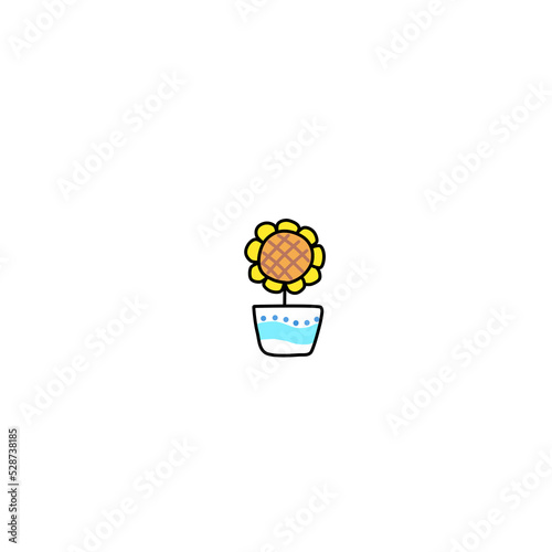 Vector sunflower icon. Orange blooming sunflower illustration.