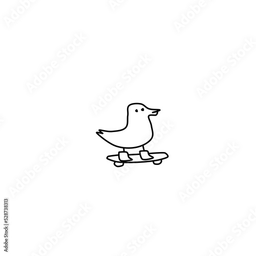 bird on a skateboard cute picture