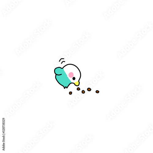 Funny cartoon chicken pecks grains. Cute poultry or poultry.