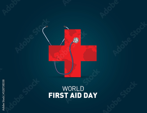 World First Aid Day. Global observance held on the second Saturday in September. World first aid day concept Vector Illustration.