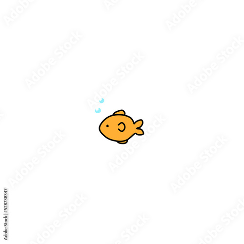 Cute fish cartoon coloring page illustration vector.