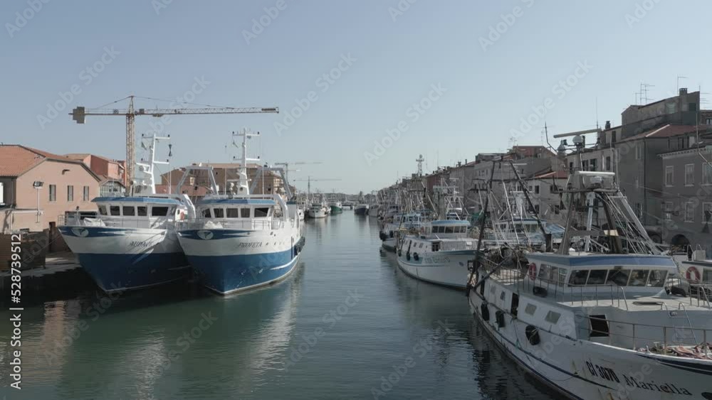 Drone and aerial shot fishing port in Italy Chioggia Drone and aerial shot fishing port in Italy Chioggia