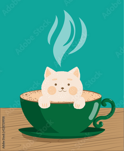 Fragrant hot coffee with foam