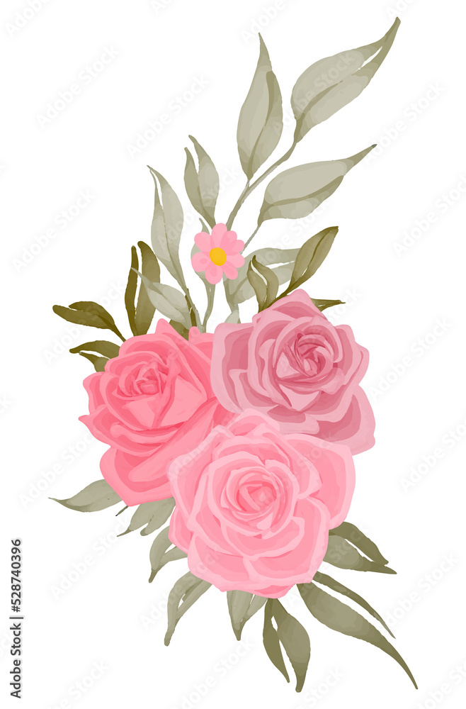 pink rose flower bouquet arrangement watercolor pink rose flower bouquet arrangement watercolor