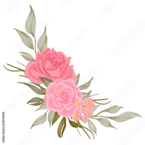 pink rose flower bouquet arrangement watercolor