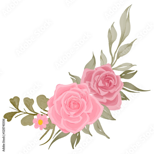 pink rose flower bouquet arrangement watercolor