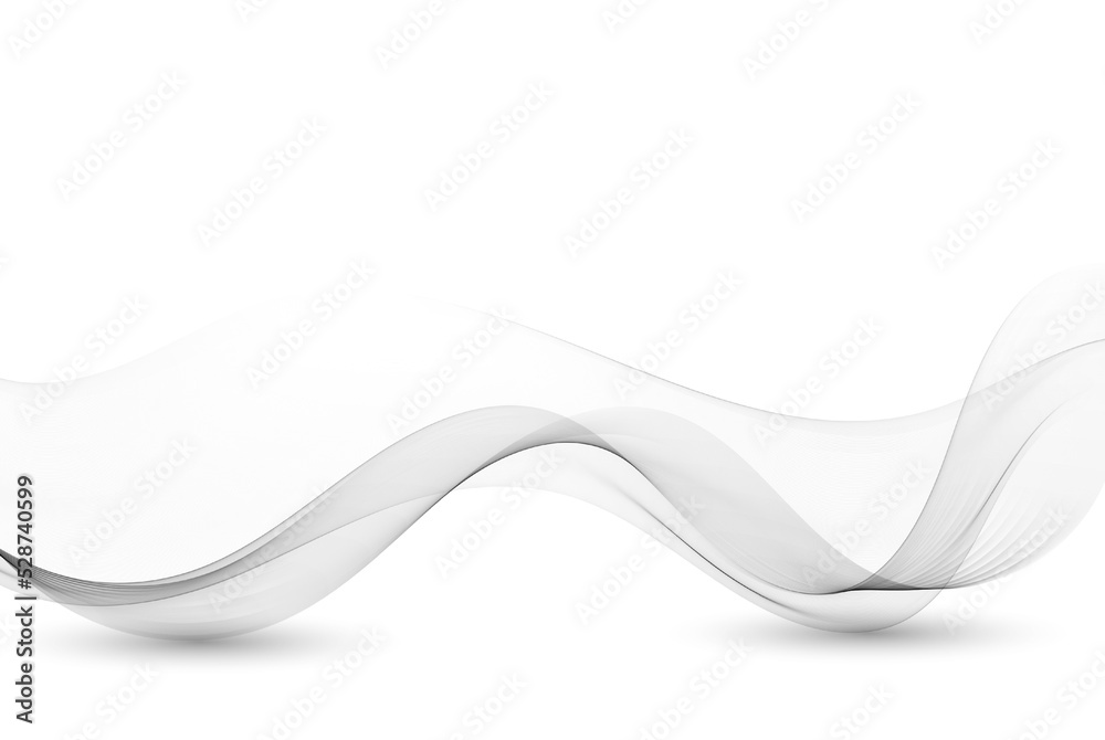 Smoky stream of transparent gray wave. Abstract wave background.