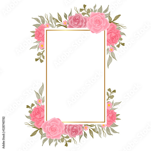 pink rose flower frame watercolor