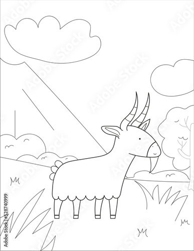 goat coloring page vector backdround illustration