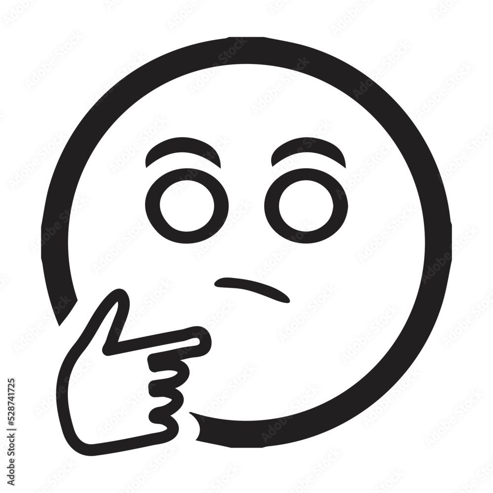 Thinking face emoji emoticon face shown with a single finger and