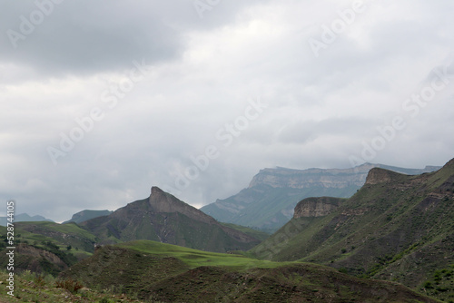 view of the beautiful mountains of Dagestan  Russia in cloudy weather
