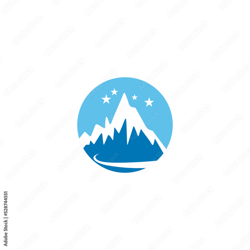 Obraz premium sun tree water mountain logo vector template
