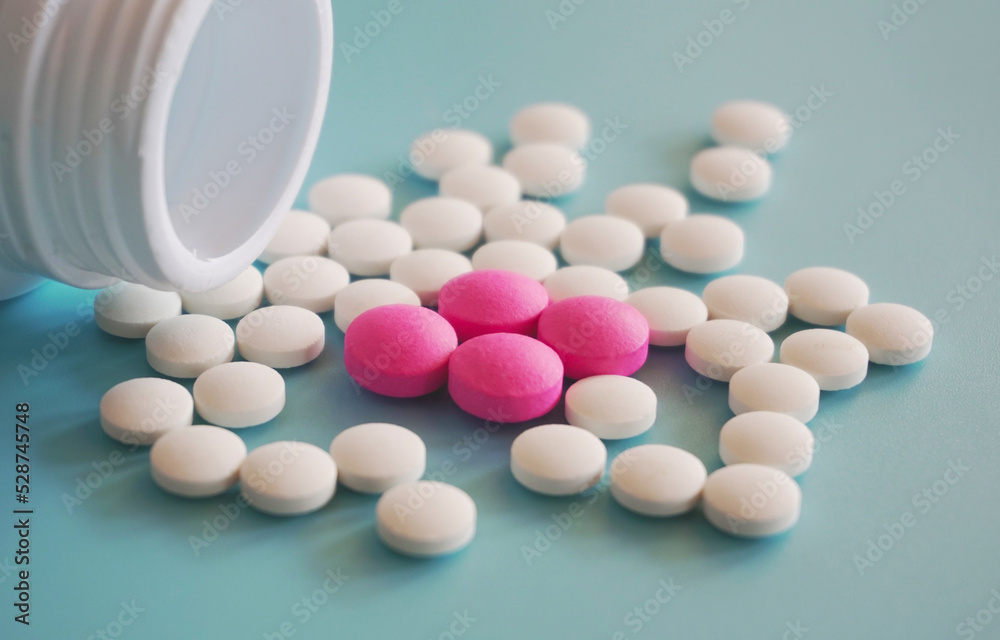 veterinary medicine, animal drug on blue background veterinary medicine, animal drug on blue background