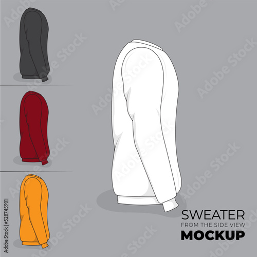 Sweater mockup design with side view concept in white red black and yellow design