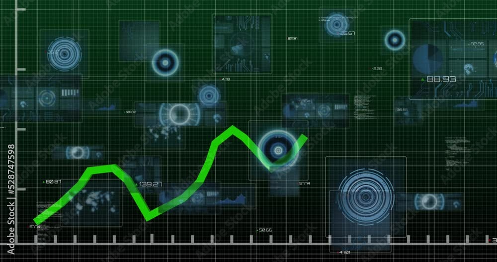 Animation of data processing over scope scanning on black background Animation of data processing over scope scanning on black background