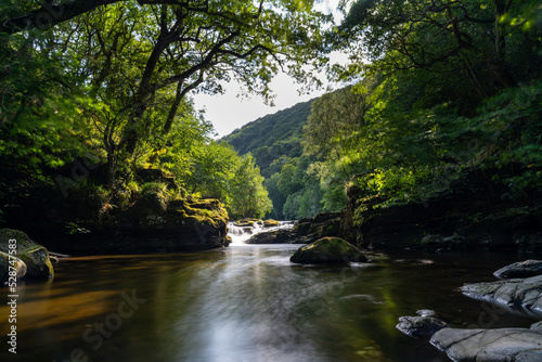 view of the East Lyn River and Watersmeet in Lynmouth in North Devon in England