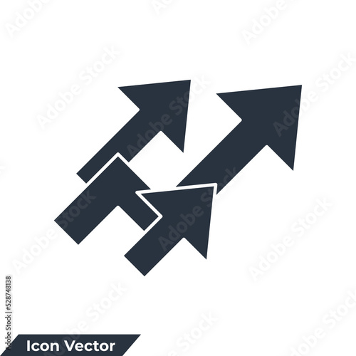 growth icon logo vector illustration. up arrow symbol template for graphic and web design collection