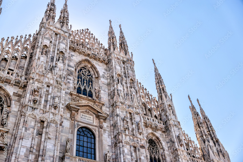 Exteriors of the Duomo Cathedral in Milan Italy
Exteriors of the Duomo Cathedral in Milan Italy