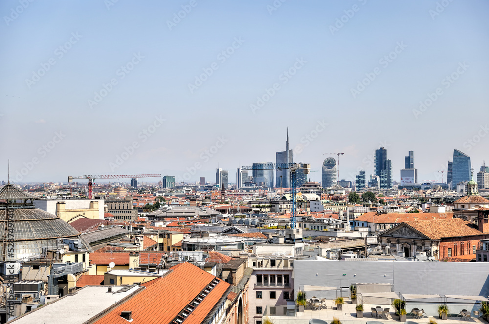 Cityscapes of Milan Italy from above
