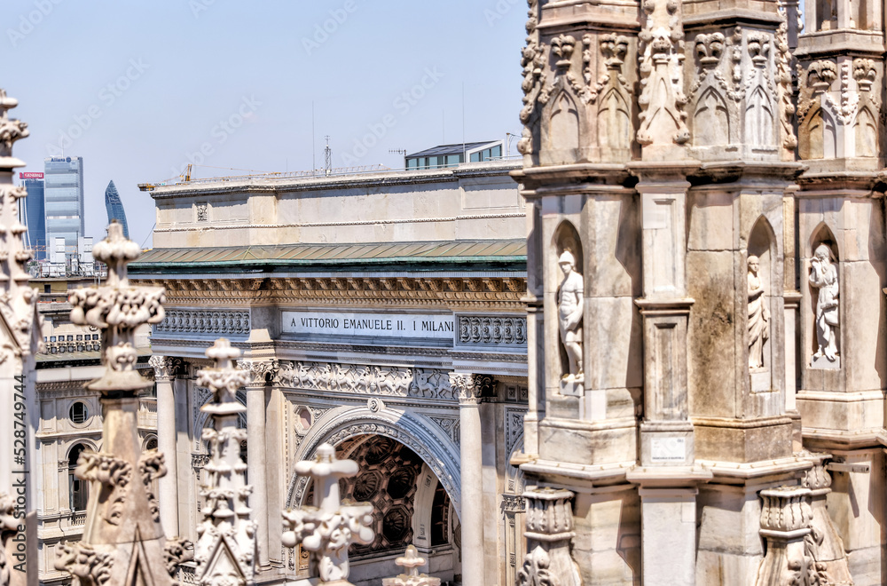 Fototapeta premium Exteriors of the Duomo Cathedral in Milan Italy 