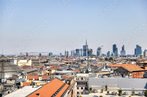 Cityscapes of Milan Italy from above 