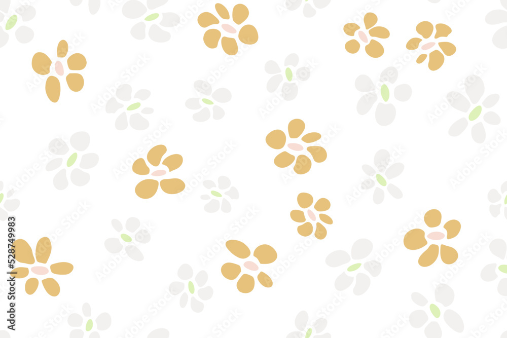 Simple flower seamless pattern vector tissue print design. Rustic floral fashionable fabric print.