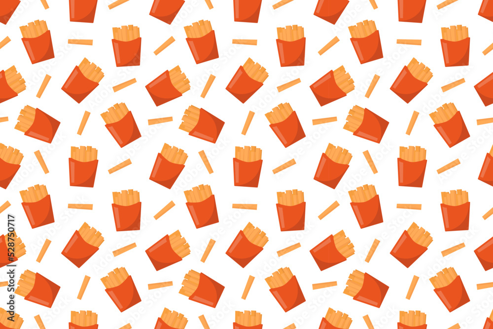 Fast food french fries seamless pattern vector Fast food french fries seamless pattern vector