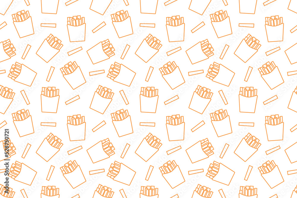 Fast food french fries line seamless pattern vector Fast food french fries line seamless pattern vector