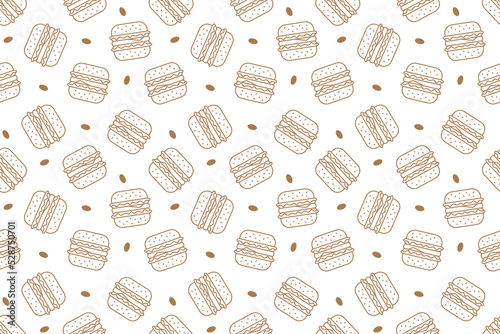 Fast food burger line seamless pattern vector