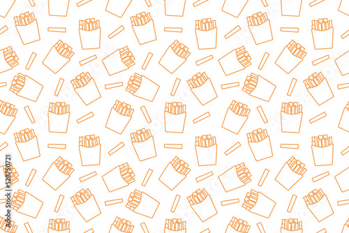 Fast food french fries line seamless pattern vector