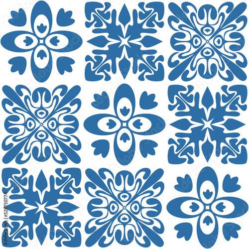 Azulejo tile seamless pattern for decor, vector illustration traditional spanish portuguese pattern for design