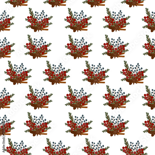 seamless background with traditional christmas pattern. Print for packaging, Christmas textiles, digital paper, photo zones, printing on fabric and paper. Vector illustration, hand drawn