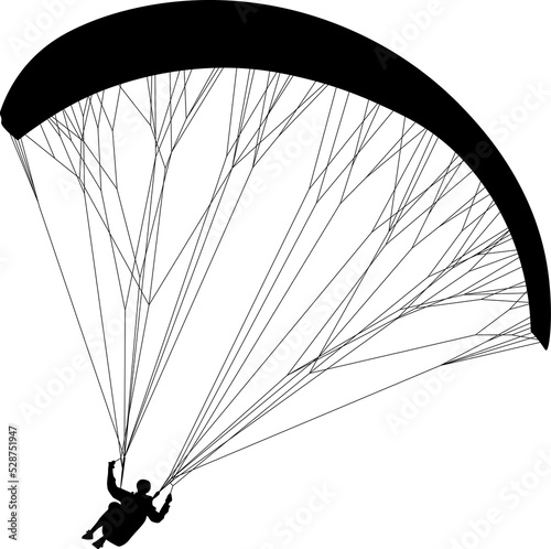 Quadro em tela silhouette of person paragliding with detailed rope line
